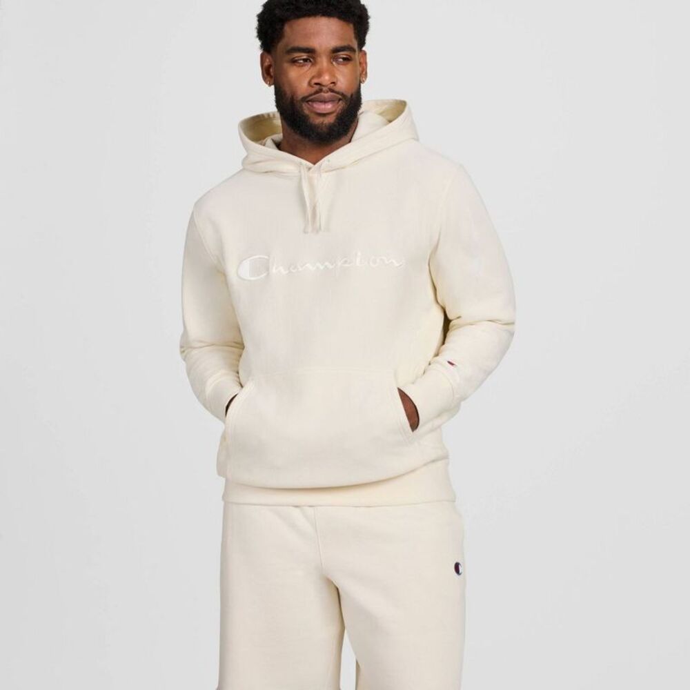 Champion Adult Sizing Iconic Embroidered Hoodie - Light Off-White XS
